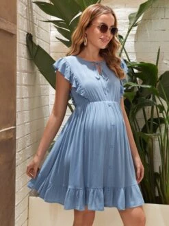SHEIN Maternity Button Detail Flounce Hem Dress -SHEIN STORE 16404168125391a4133858714caaa61977d6316643 thumbnail 405x552