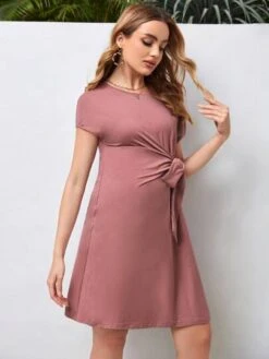 SHEIN Maternity Batwing Sleeve Knot Front Dress -SHEIN STORE 16511991575438b24ead79bbcb18fc3ca887277c7c thumbnail 405x552