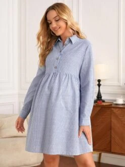 SHEIN Maternity Vertical Striped Half Button Dress -SHEIN STORE 166208450965498638eca9d59dce4b752e9ca2efaf thumbnail 405x552
