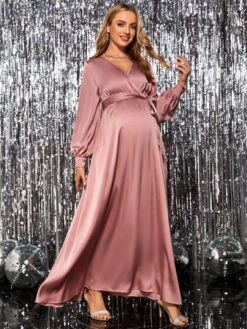 SHEIN Maternity Surplice Neck Belted Dress -SHEIN STORE 16680458351e30781c137a3d49ffaf8faad99cd382 thumbnail 405x552