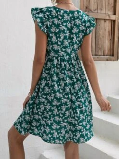 SHEIN Maternity Ditsy Floral Print Ruffle Trim Dress
