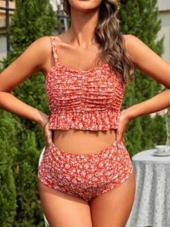 SHEIN Maternity Ditsy Floral Print Ruffle Hem Bikini Swimsuit -SHEIN STORE 167867720621b13f2218176529bab323981a717d34 thumbnail 405x552