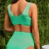 SHEIN Maternity Knot Front Ruched High Waisted Bikini Swimsuit