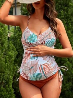 SHEIN Maternity Tropical Print Drawstring Side Bikini Swimsuit -SHEIN STORE 1678677528bab929a5edf5feebe24a8a30829a1711 thumbnail 405x552