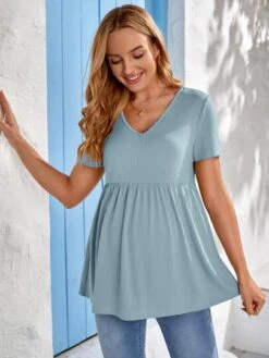 SHEIN Maternity V Neck Peplum Tee -SHEIN STORE 16787761240ab02a8cb45fd51716f93d4adb50aef4 thumbnail 405x552