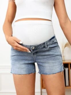SHEIN Maternity Wideband Waist Raw Hem Denim Shorts -SHEIN STORE 1679275655ae71faac4389fbd3bc330954561e4b24 thumbnail 405x552