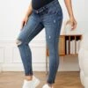 SHEIN Maternity Wideband Waist Ripped Frayed Skinny Jeans