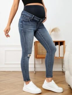 SHEIN Maternity Wideband Waist Ripped Frayed Skinny Jeans -SHEIN STORE 16792759434d4deda4faad03feb4f8f7ca7e088e7e thumbnail 405x552