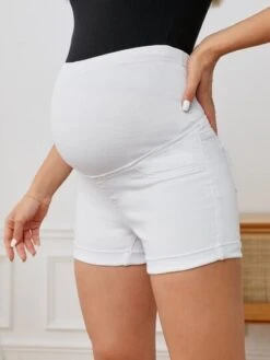 SHEIN Maternity Wideband Waist Roll Hem Denim Shorts -SHEIN STORE 1679276156e345f9e23ec864bba310d8b5309b58ba thumbnail 405x552