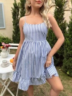 SHEIN Maternity Striped Tie Backless Ruffle Hem Cami Dress -SHEIN STORE 16792937026254e13fadc4d87a6ee39e8caae8dae3 thumbnail 405x552