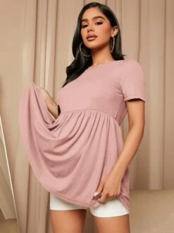 SHEIN Maternity Solid Peplum Tee -SHEIN STORE 1679296054a14618fa3ab2d1bec682e02e722b7eb8 thumbnail 405x552
