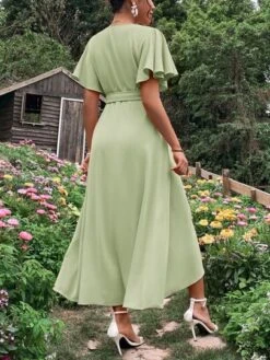 SHEIN Maternity Butterfly Sleeve Knot Side Wrap Dress