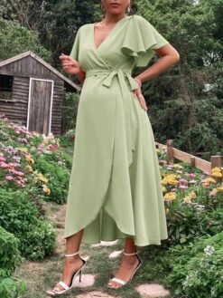 SHEIN Maternity Butterfly Sleeve Knot Side Wrap Dress -SHEIN STORE 1679297836944969ee4918fbe912c36c13e7879218 thumbnail 405x552