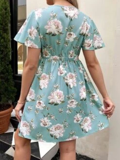 SHEIN Maternity Floral Print Butterfly Sleeve Dress