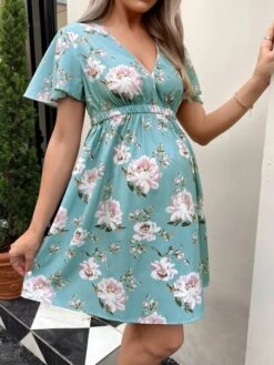 SHEIN Maternity Floral Print Butterfly Sleeve Dress -SHEIN STORE 16793757961cd0874c93ac29cac0dc81d443e8b40c thumbnail 405x552
