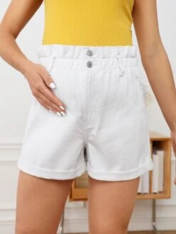 SHEIN Maternity Paperbag Waist Roll Up Hem Denim Shorts -SHEIN STORE 16793766889bb377b1b2d99d8bd4ae2fdb40f6b5fe thumbnail 405x552