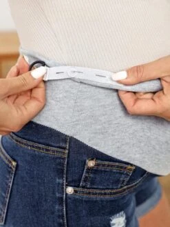 SHEIN Maternity Wideband Waist Ripped Roll Hem Denim Shorts -SHEIN STORE 1679394519658ac107aadf51149b494236635d2b87 thumbnail 405x552