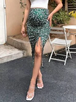 SHEIN Maternity Ditsy Floral Print Drawstring Split Thigh Skirt -SHEIN STORE 1679395975137664ac1f3d15b9961c8464092d0da0 thumbnail 405x552