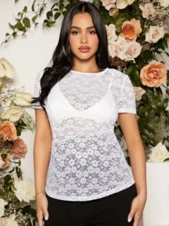 SHEIN Maternity Floral Lace Tee Without Bra -SHEIN STORE 167945418875d640d287a7aca9a47c0964f3feae6f thumbnail 405x552