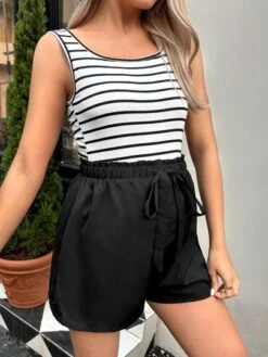 SHEIN Maternity Striped Tank Top & Paperbag Waist Shorts -SHEIN STORE 16795380942c4f5297f92260f1126a541d0d677a11 thumbnail 405x552
