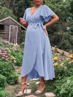 SHEIN Maternity Butterfly Sleeve Belted Wrap Dress -SHEIN STORE 16795553818e8c535d839918c2cb004140622da5e2 thumbnail 405x552
