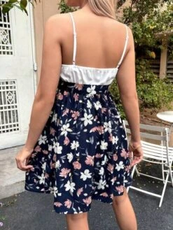 SHEIN Maternity Floral Print Belted Cami Dress