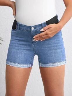 SHEIN Maternity Roll Up Hem Denim Shorts -SHEIN STORE 1679568180ca6ecb454886536aabdc87aa755fb5ef thumbnail 405x552