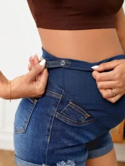SHEIN Maternity Ripped Detail Denim Shorts -SHEIN STORE 1679568260b1faeb16584daaed58c74d748df436c8 thumbnail 405x552