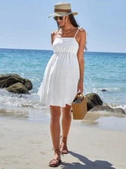 SHEIN Maternity Swiss Dot Tie Shoulder Cami Dress -SHEIN STORE 16796600776737343e61472e548d2c06ef5f96b440 thumbnail 405x552