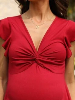 Maternity Twist Front Butterfly Sleeve Tee -SHEIN STORE 1679909601f421f2b15b6ca05441a8354a9f5c7152 thumbnail 405x552