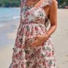SHEIN Maternity Allover Floral Print Ruffle Trim Dress