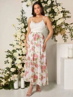 SHEIN Maternity Lace Cami Top & Floral Print Adjustable Waist Skirt Set -SHEIN STORE 1680159787e3e336e14e59da65dbd7c79f905a23f6 thumbnail 405x552