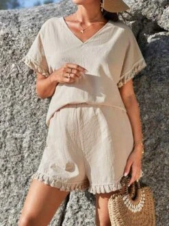 SHEIN Maternity Batwing Sleeve Top & Shorts -SHEIN STORE 16801686768436986a1a07b1a415ffc30ccd84251d thumbnail 405x552