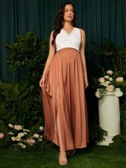 SHEIN Maternity Solid Split Thigh Skirt -SHEIN STORE 1680229357ec84b5e1f1693756e318fe213ac03b47 thumbnail 405x552