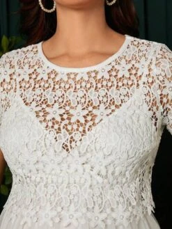 SHEIN Maternity Guipure Lace Top & Mesh Overlay Cami Dress -SHEIN STORE 16802301478e277408f6c8de8bb65c05156e922e2f thumbnail 405x552