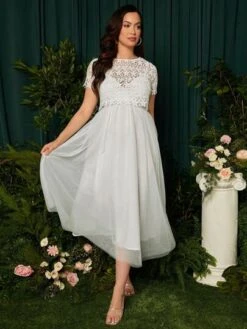 SHEIN Maternity Guipure Lace Top & Mesh Overlay Cami Dress -SHEIN STORE 168023015313d5b7268d0557d959cec09396498be5 thumbnail 405x552