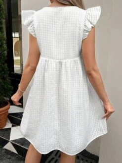 SHEIN Maternity Solid Ruffle Trim Smock Dress