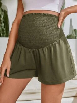 SHEIN Maternity Frill Trim Smocked Wide Waistband Wide Leg Shorts -SHEIN STORE 1680250351c182bd568f79e3aeb8585d165b7e4c7c thumbnail 405x552