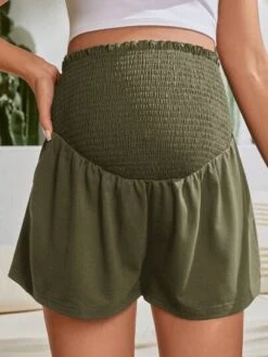 SHEIN Maternity Frill Trim Smocked Wide Waistband Wide Leg Shorts -SHEIN STORE 16802504620634c943164c3c61e8af84604b7987a2 thumbnail 405x552