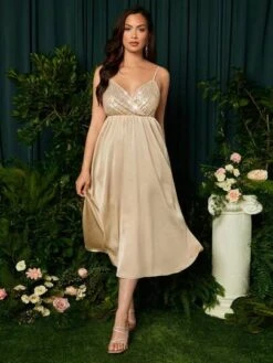 SHEIN Maternity Solid Sequin Detail Cami Dress -SHEIN STORE 1680329849a4e5ab3a30ef7872c8ee8215f5b0348d thumbnail 405x552