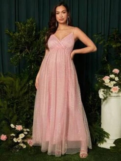 SHEIN Maternity Surplice Neck Mesh Cami Dress -SHEIN STORE 16803495321f09a37320c2d8012d1b2f3403429b25 thumbnail 405x552