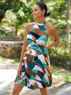 SHEIN Maternity Striped & Geo Print Backless Halter Dress -SHEIN STORE 168061114833e26b5e0284787ec69941705fb94e7b thumbnail 405x552