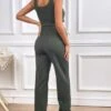 SHEIN Maternity Notched Neckline Tank Top & Drawstring Waist Pants