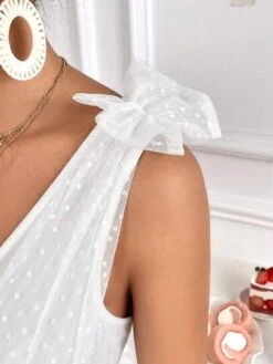 SHEIN Maternity Bow Shoulder Dobby Mesh Overlay Belted Dress -SHEIN STORE 168075468380bd43645eb93684511eca182cdaea2d thumbnail 405x552