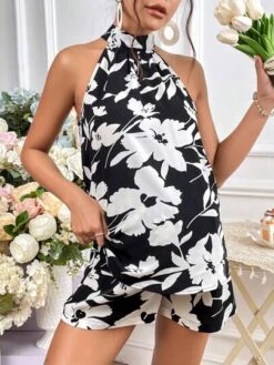 SHEIN Maternity Floral Print Tie Back Top & Adjustable Waist Shorts -SHEIN STORE 16809421128f1902086f2b4da75a6836b0e112ef17 thumbnail 405x552