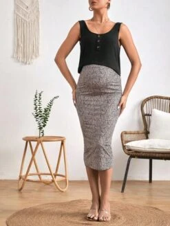 SHEIN Maternity Button Front Nursing Tank Top & Adjustable Waist Allover Print Skirt -SHEIN STORE 1681091776b89ad08e86a76634f46805c06b5ddfde thumbnail 405x552