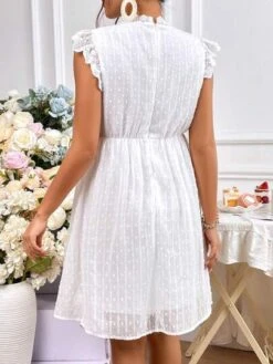 SHEIN Maternity Swiss Dot Guipure Lace Trim Dress