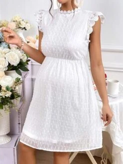 SHEIN Maternity Swiss Dot Guipure Lace Trim Dress -SHEIN STORE 1681092609cad592d436187e94bc38403e5d6f888f thumbnail 405x552