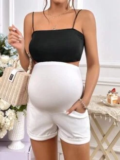 SHEIN Maternity Wideband Waist Roll Up Hem Shorts -SHEIN STORE 168109279790beb8d6a47c98da5666063f487802ba thumbnail 405x552