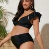 SHEIN Maternity Ruffle Trim High Waist Bikini Swimsuit
